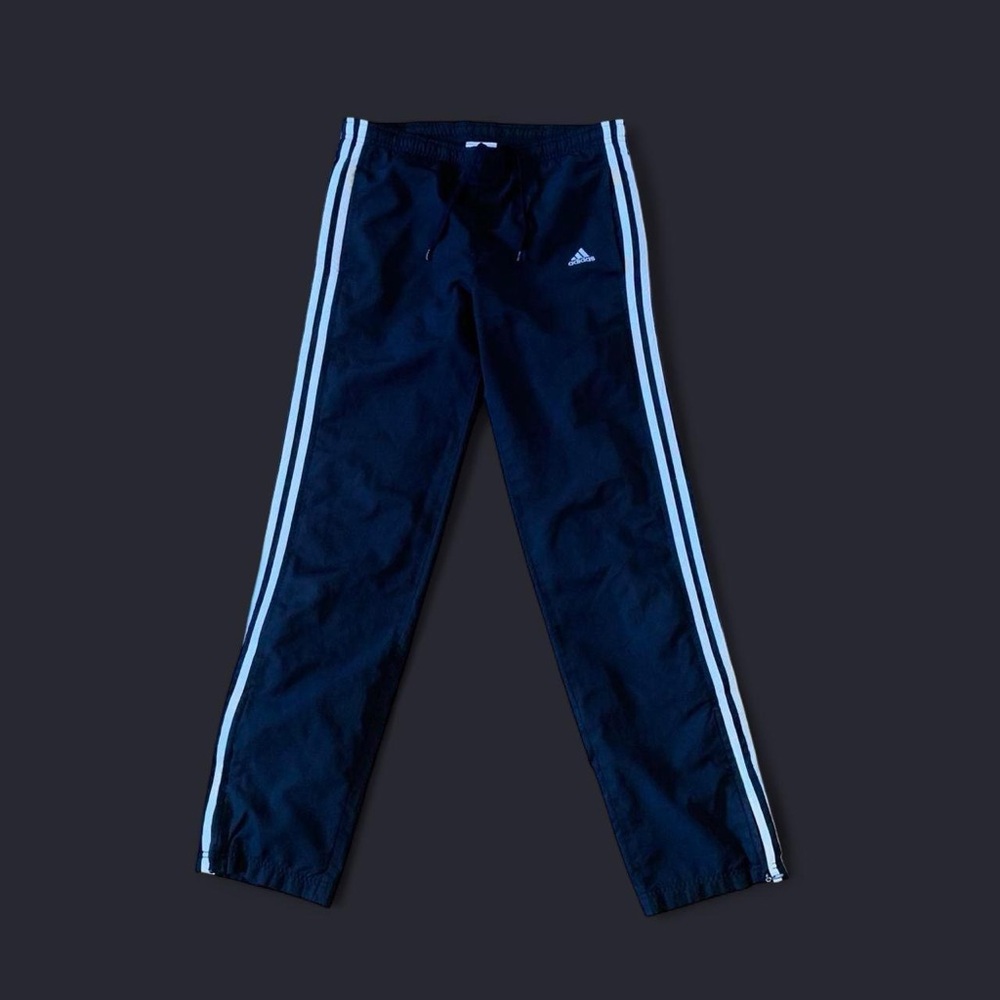 Adidas Kids Black & White Track Pants with Side Stripes
